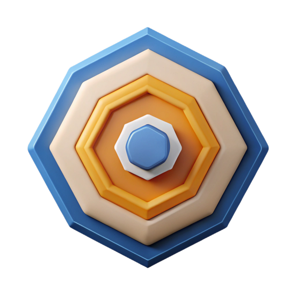 intense beautiful Concentric hexagons with contrasting flat colors. Minimal design with Scalable Design. expertly shot png