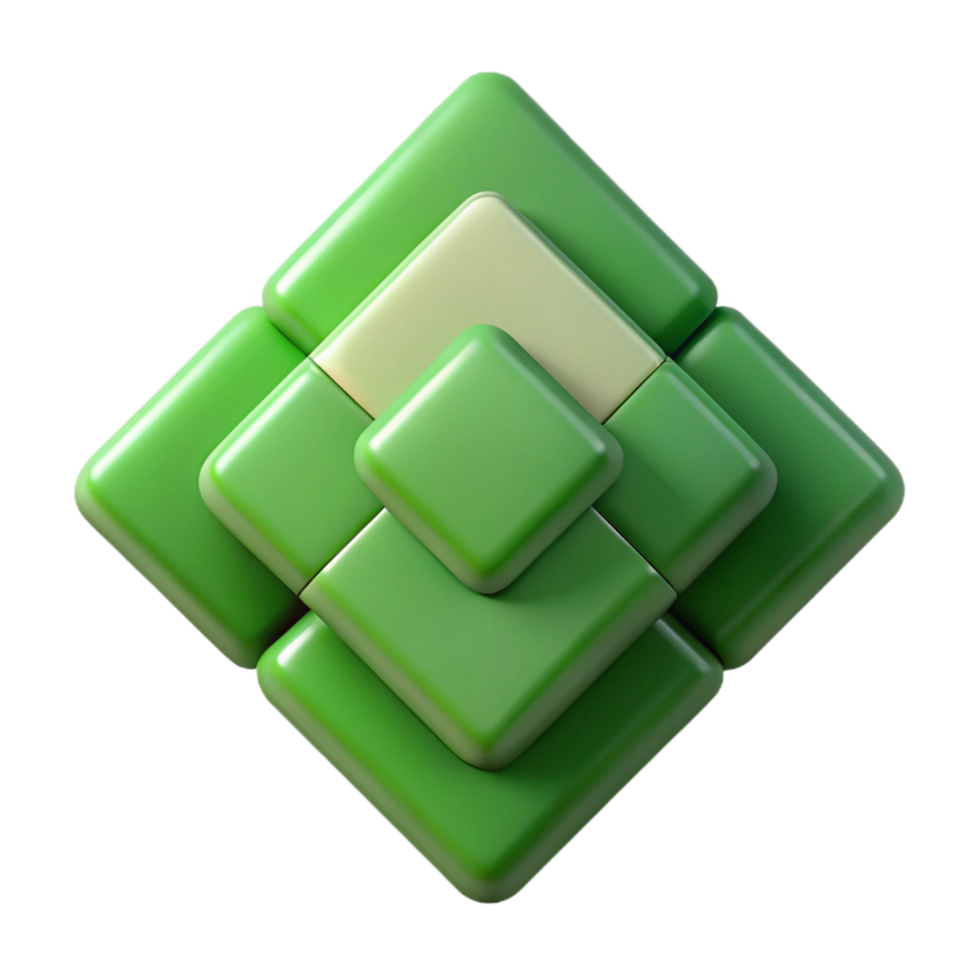 exceptional baroque Geometric, overlapping squares forming a larger square. Flat green with Scalable Design. museum quality png