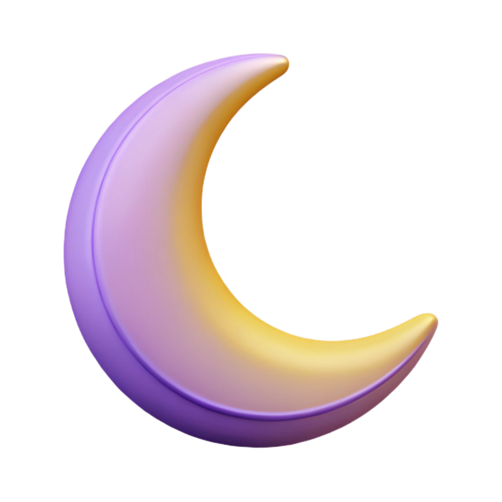 immaculate traditional Smiling crescent moon character with pointed tips. Clean lines, flat color, minimal design with Scalable Design. refined png
