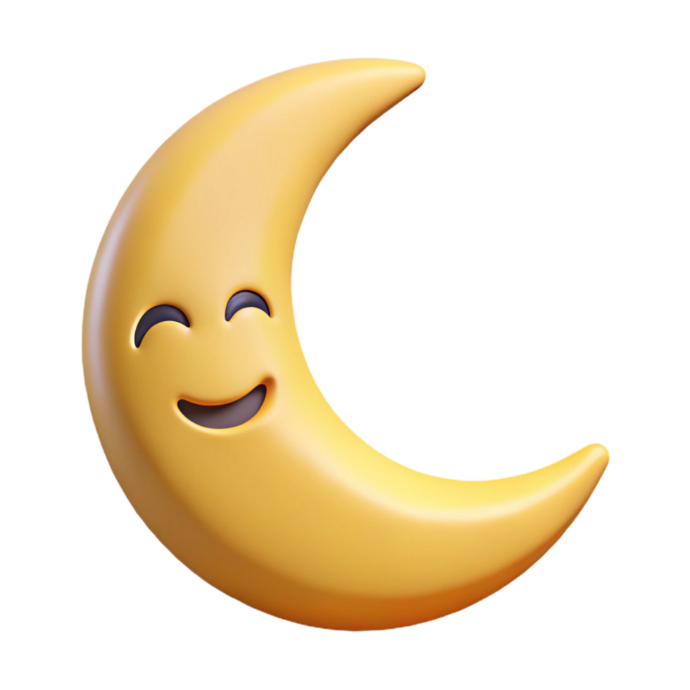 timeless gothic Smiling crescent moon character with pointed tips. Clean lines, flat color, minimal design with Scalable Design. sharp png
