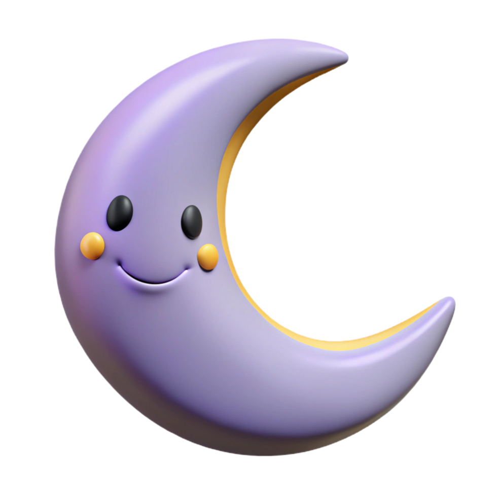 unparalleled contemporary Smiling crescent moon character with pointed tips. Clean lines, flat color, minimal design with Scalable Design. flawless png