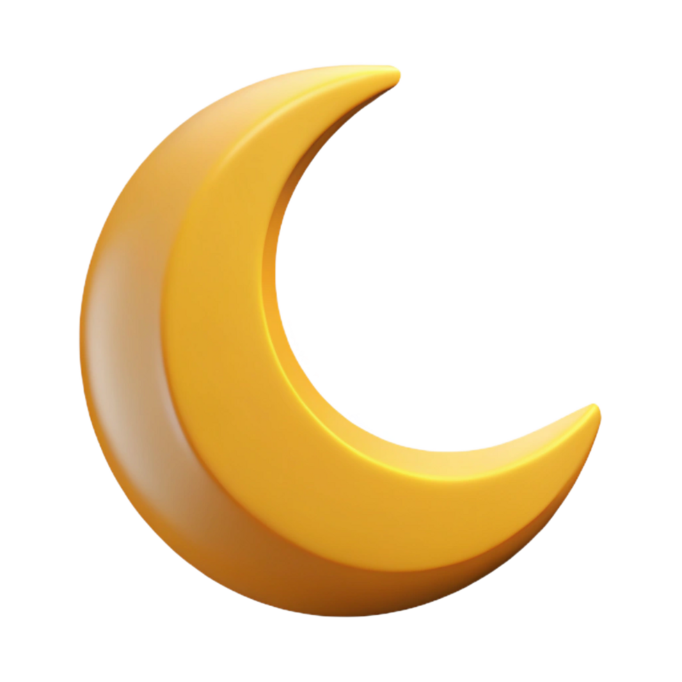 reflexivo sedutor sorridente crescente lua personagem com aguçado pontas. limpar \ limpo linhas, plano cor, mínimo Projeto com escalável Projeto. afiado png