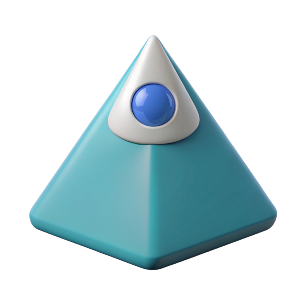 whimsical spectacular Triangular mountain with a single, centered eye. Clean lines, flat color, crisp edges with Scalable Design. 4K png