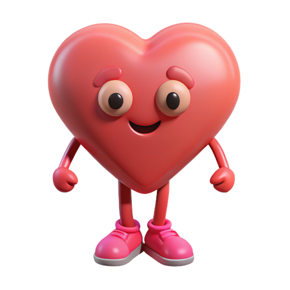 vibrant coveted Heart-shaped character with small, round feet. Symmetrical design, flat color, single-weight stroke with Scalable Design. png