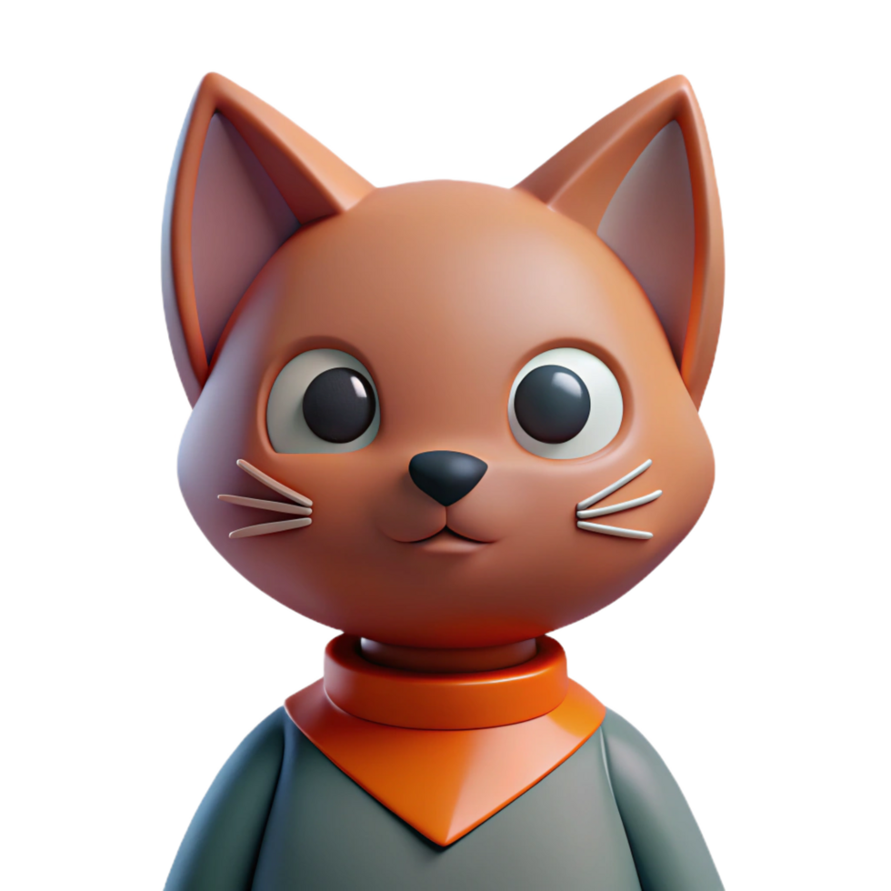 dinâmico esplêndido gato personagem com uma triangular cabeça e aguçado ouvidos. limpar \ limpo linhas, plano cor, com escalável Projeto. elite png