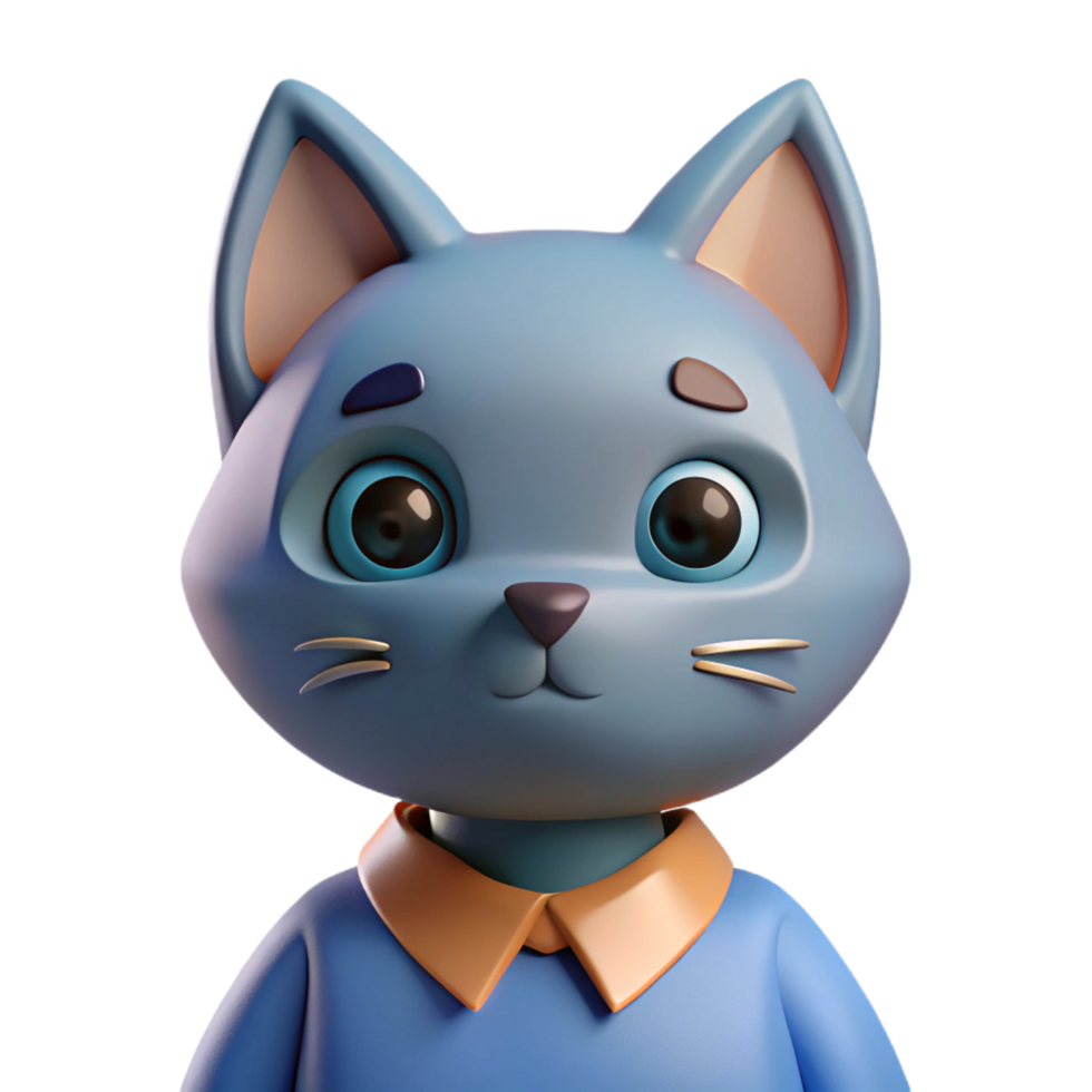 romantic exquisite Cat character with a triangular head and pointed ears. Clean lines, flat color, with Scalable Design. detailed png