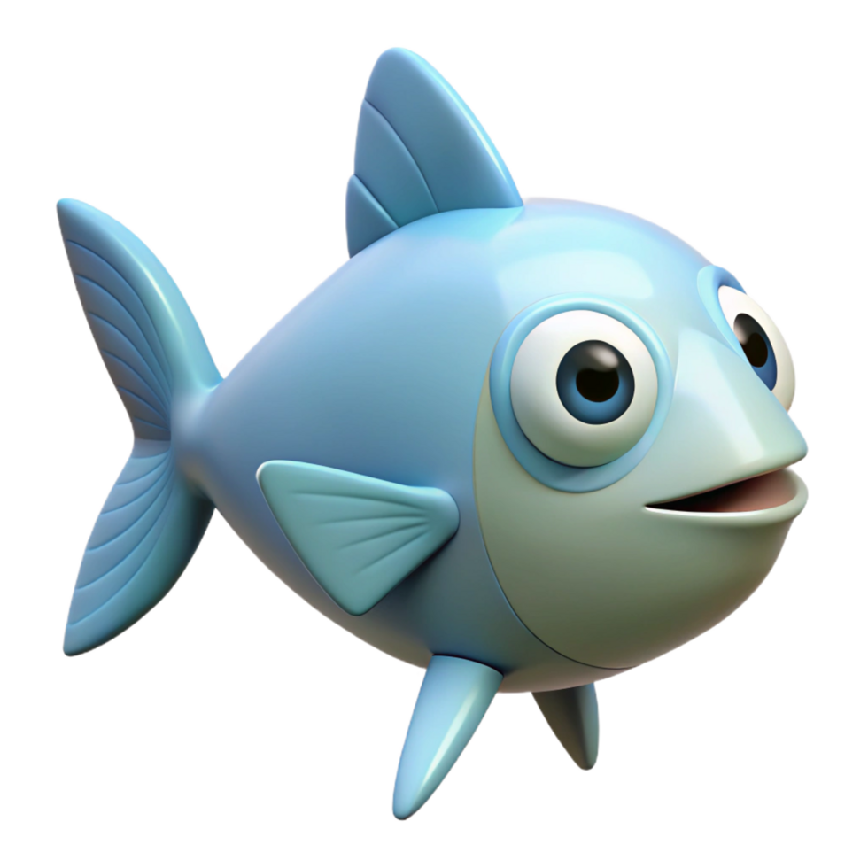 stunning creative Fish character with an oval body and triangular fins. Scalable, flat color, clean lines with Scalable Design. studio quality png