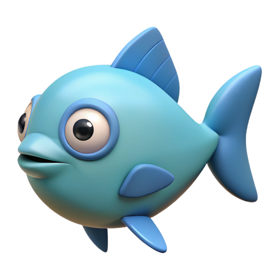playful glorious Fish character with an oval body and triangular fins. Scalable, flat color, clean lines with Scalable Design. detailed png