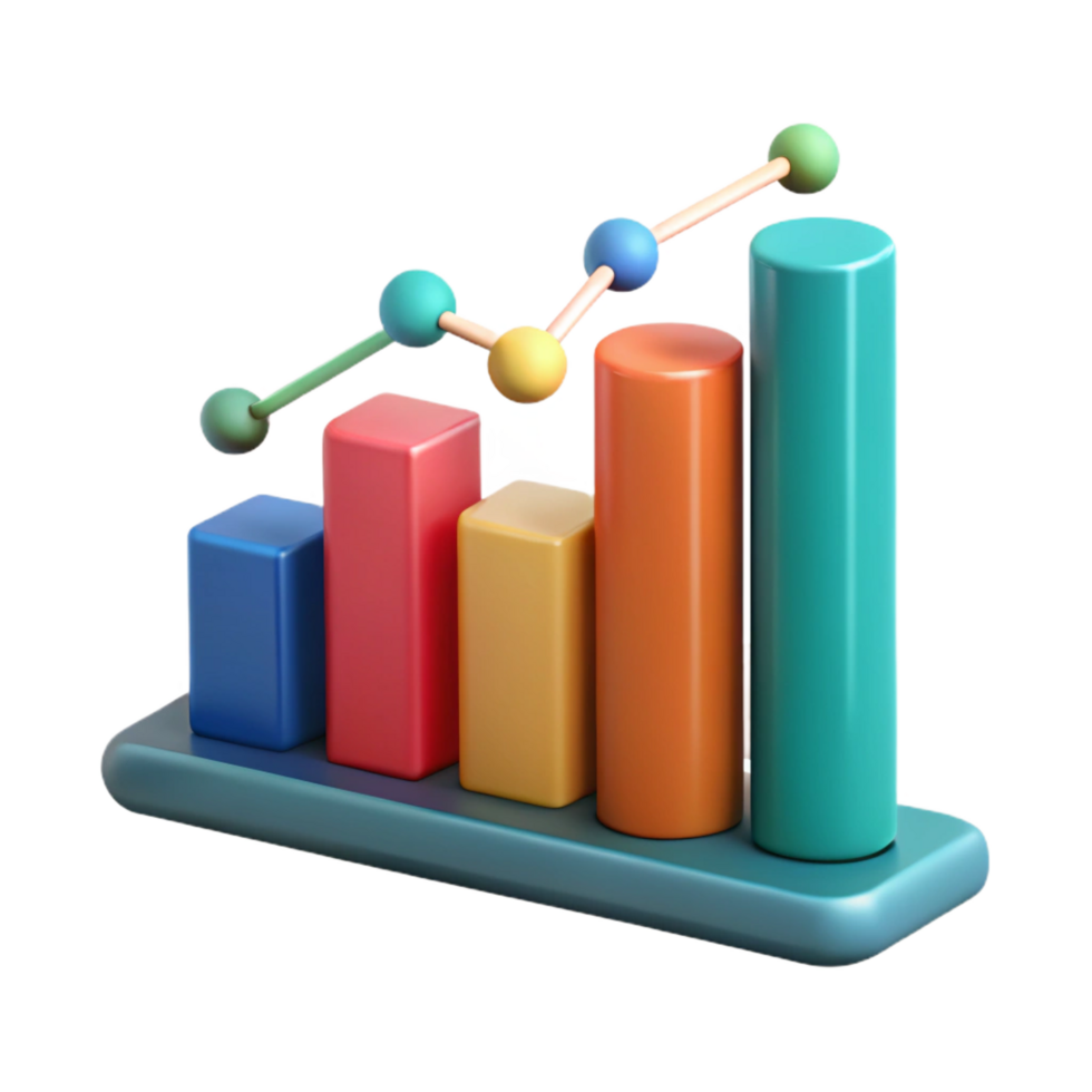 dazzling artistic Bar graph with labeled axes. Clean lines, scalable design, flat color with Scalable Design. crisp png