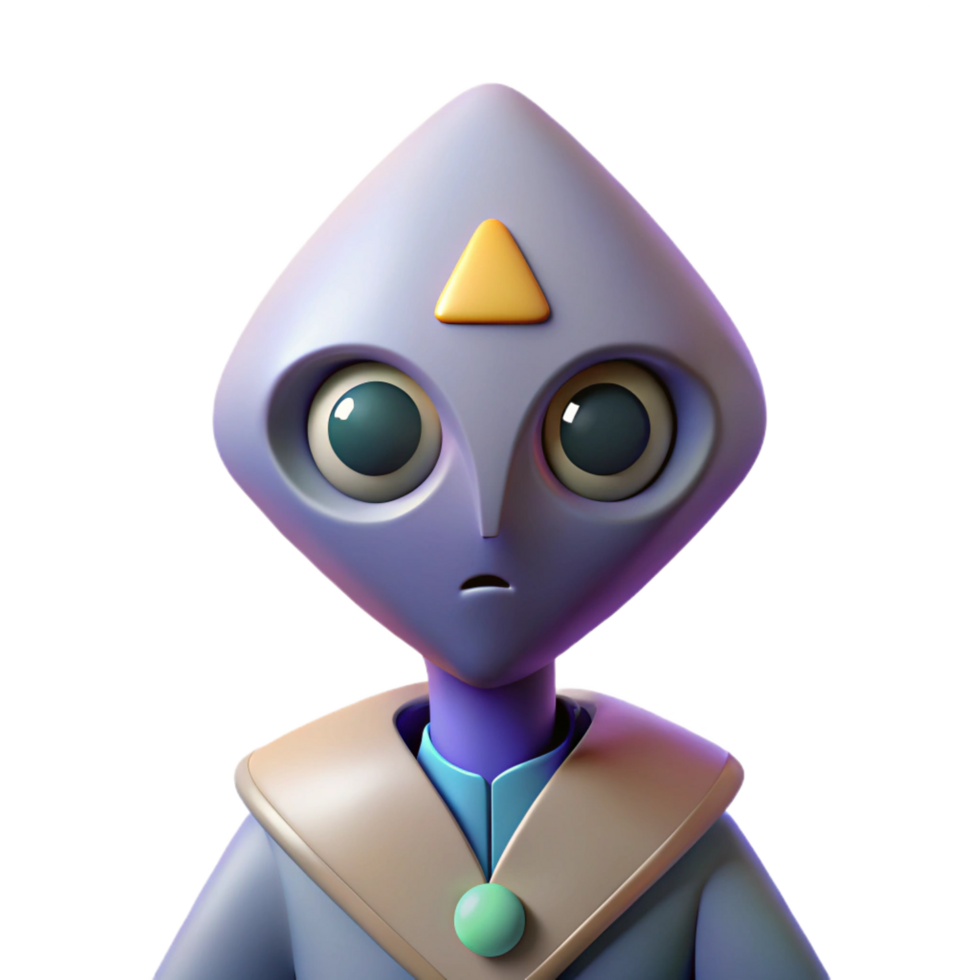 striking exemplary Abstract alien with a triangular head and oval eyes. Clean lines, flat color, symmetrical design with Scalable Design. png