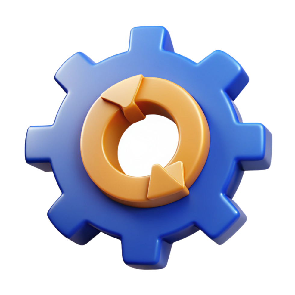 dramatic notable Gear icon with rotating segments. Symmetrical design, flat color, with Scalable Design. png