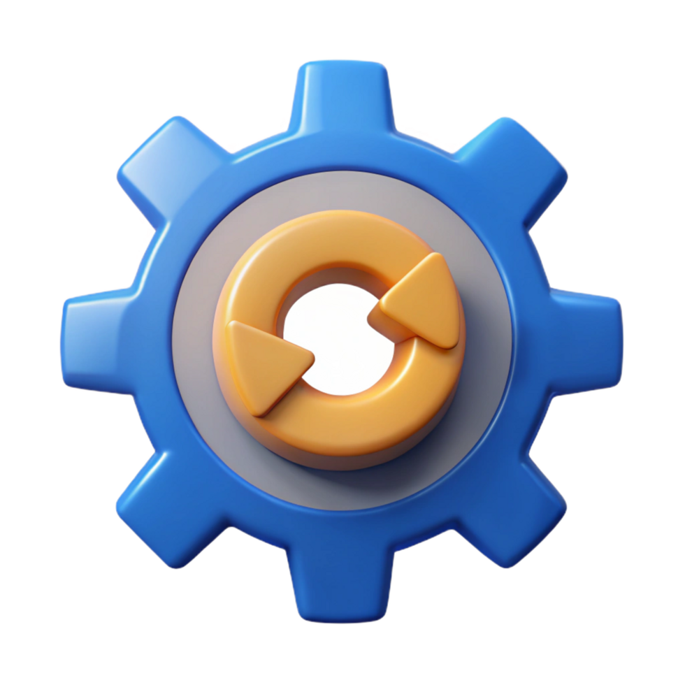 pristine joyful avant-garde Gear icon with rotating segments. Symmetrical design, flat color, with Scalable Design. refined png