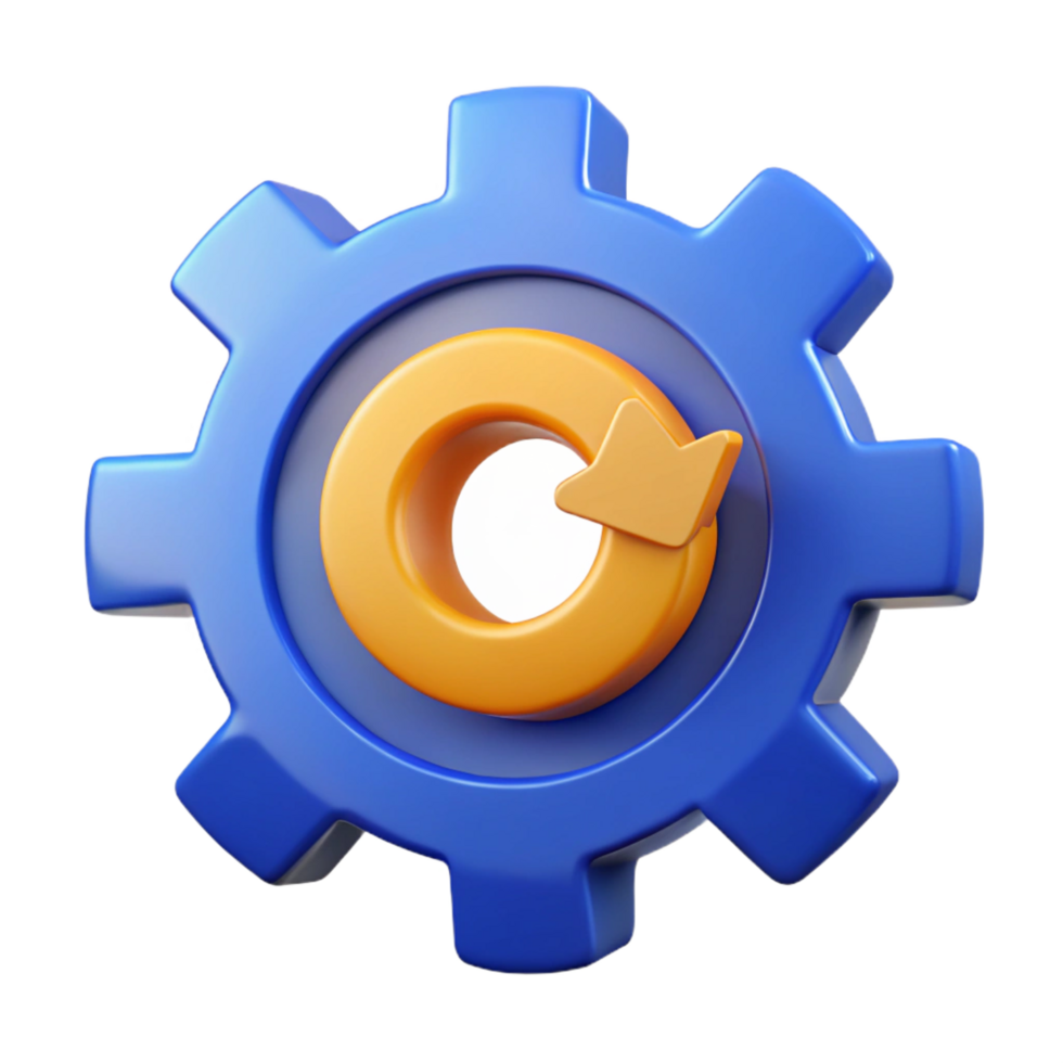 striking unforgettable Gear icon with rotating segments. Symmetrical design, flat color, with Scalable Design. png