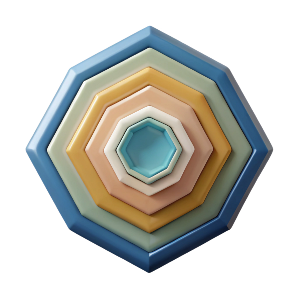 nostalgic serene A series of concentric hexagons, single-weight stroke, flat color with Scalable Design. 4K png