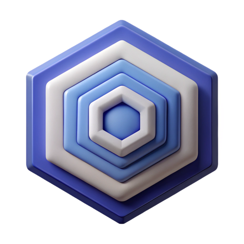 vibrant reflective art deco A series of concentric hexagons, single-weight stroke, flat color with Scalable Design. fine detail png