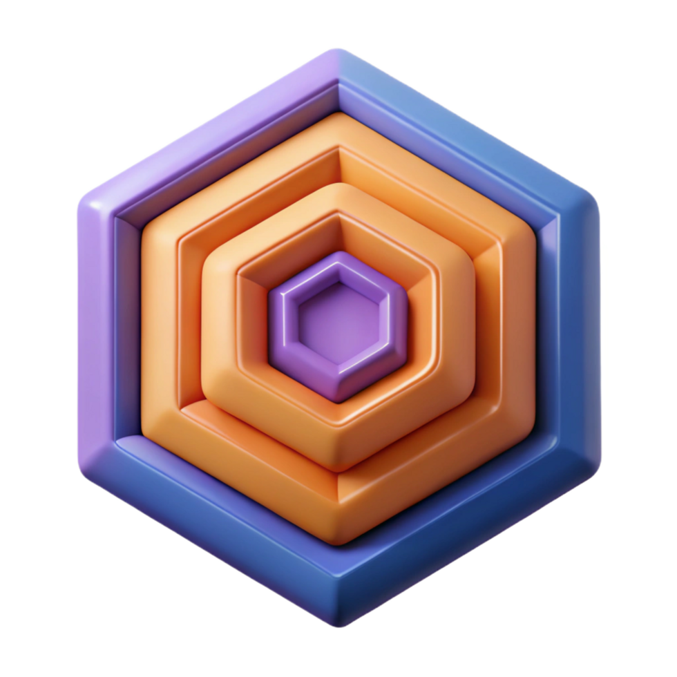harmonious mesmerizing A series of concentric hexagons, single-weight stroke, flat color with Scalable Design. artisan png