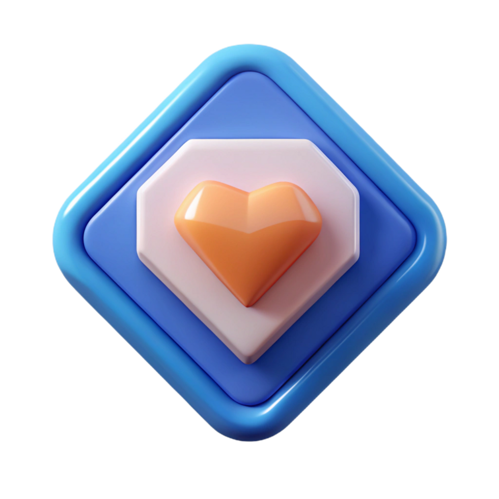 remarkable surreal Diamond-shaped badge with a heart. Symmetrical, clean lines, with Scalable Design. professional png