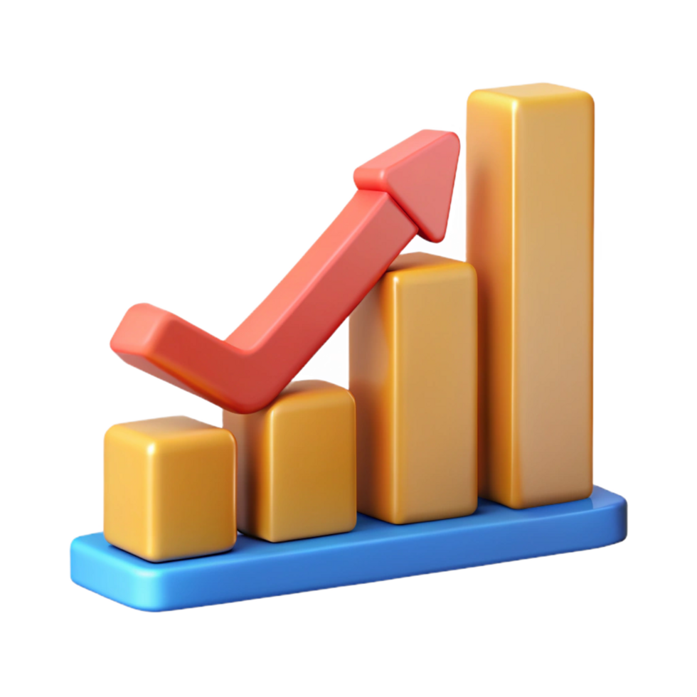 hypnotic acclaimed Upward trending arrow chart with three data points, minimal design, crisp edges with Scalable Design. png