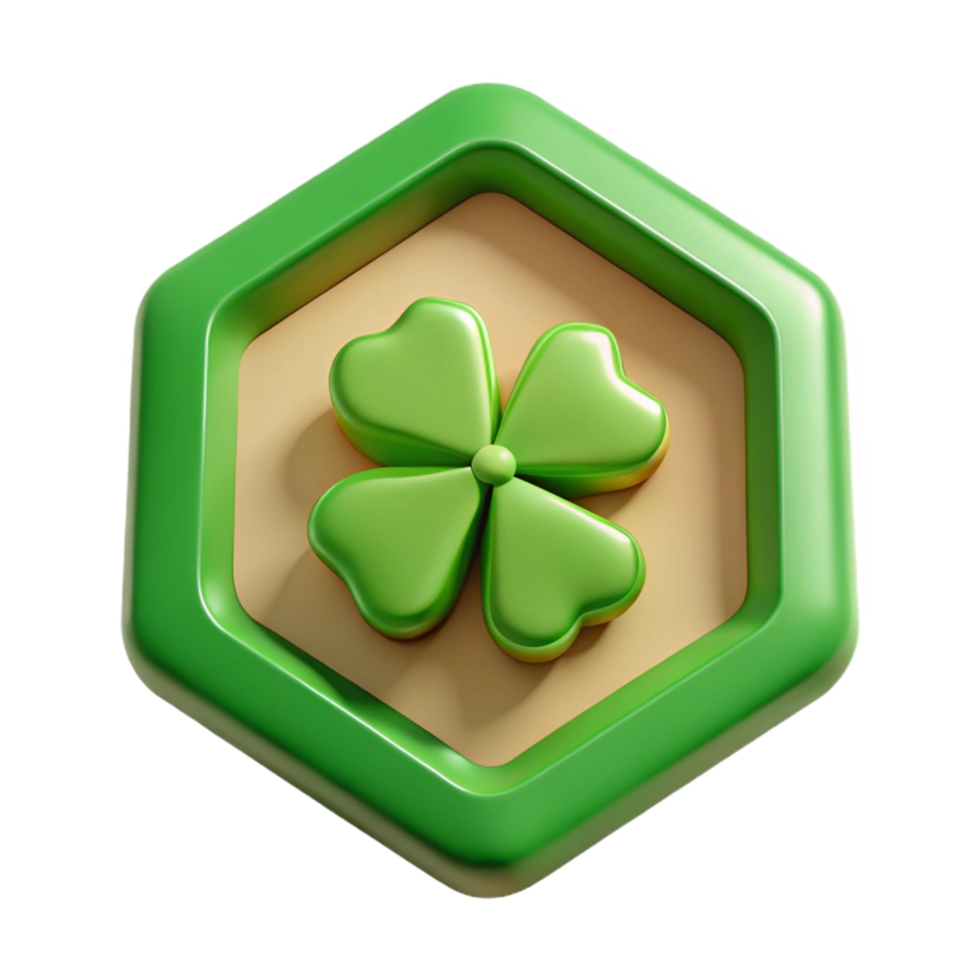 tranquil mesmerizing Octagonal badge with a four-leaf clover. Crisp edges, flat color, single-weight stroke with Scalable Design. flawless png