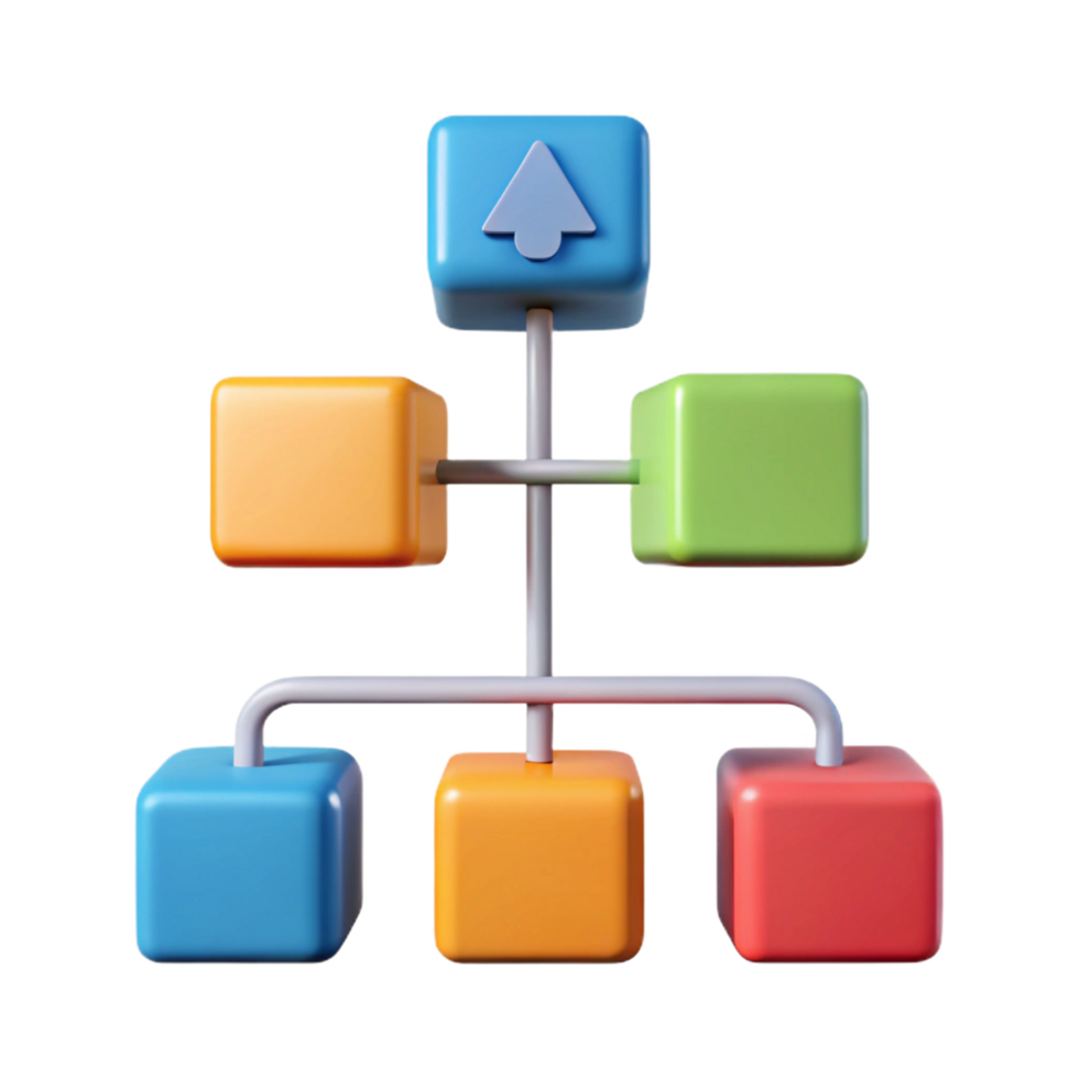 peaceful mesmerizing Flowchart with four connected boxes, arrows, flat color with Scalable Design. 8K png