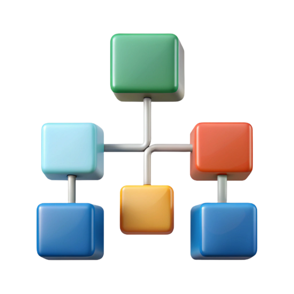 calm dramatic Flowchart with four connected boxes, arrows, flat color with Scalable Design. luxury png