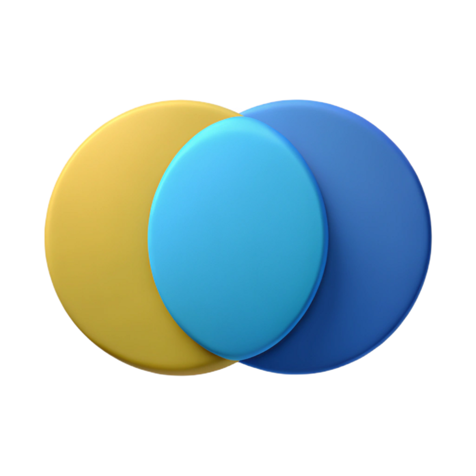 sumptuous dramatic surreal Venn diagram with two overlapping circles, minimal design, crisp edges with Scalable Design. gallery standard png