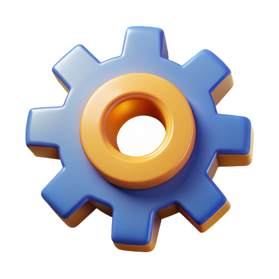 dazzling reflective baroque Gear icon with four cogs, symmetrical design, flat color with Scalable Design. premium png