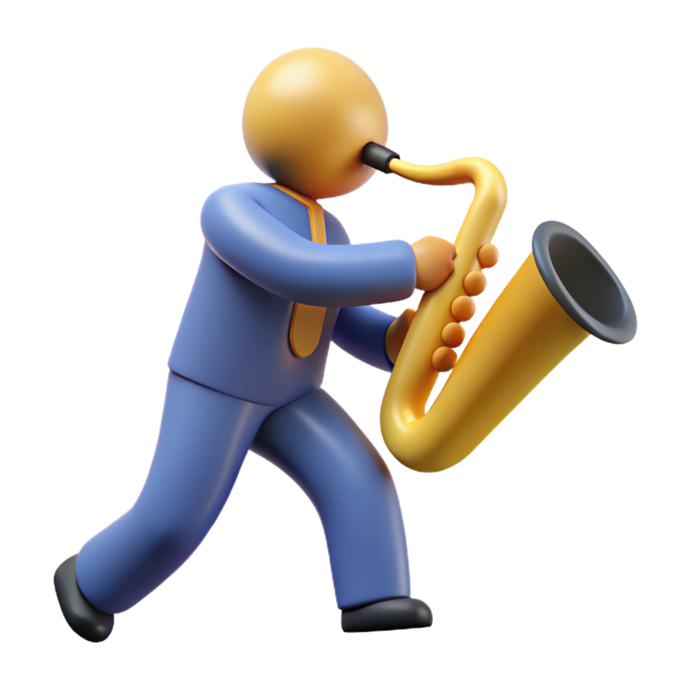 dramatic victorian Silhouette of a playing saxophone. Clean lines, flat color, with Scalable Design. ultra HD png
