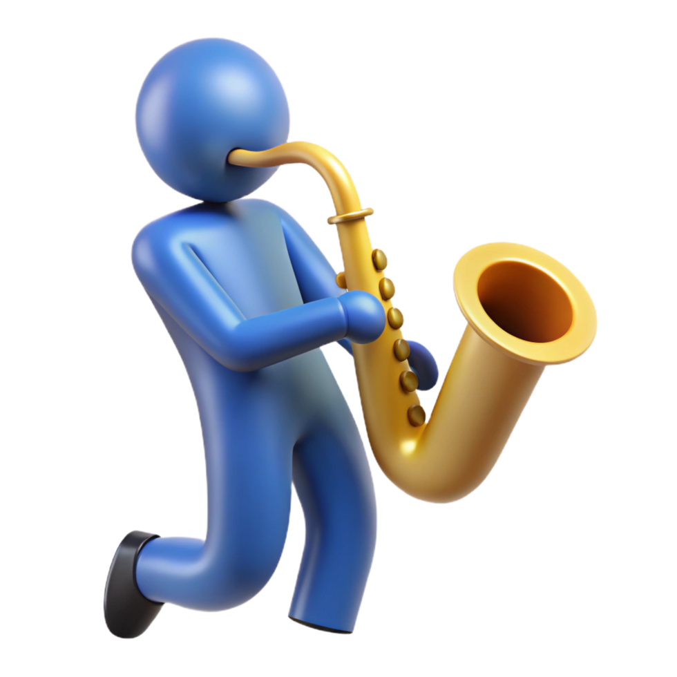 remarkable tropical Silhouette of a playing saxophone. Clean lines, flat color, with Scalable Design. artisan png