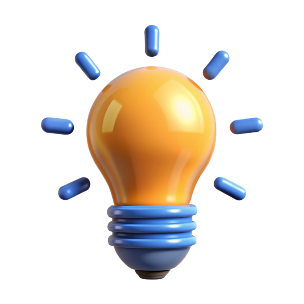 memorable contemporary Lightbulb icon with radiating lines, clean lines, with Scalable Design. detailed png