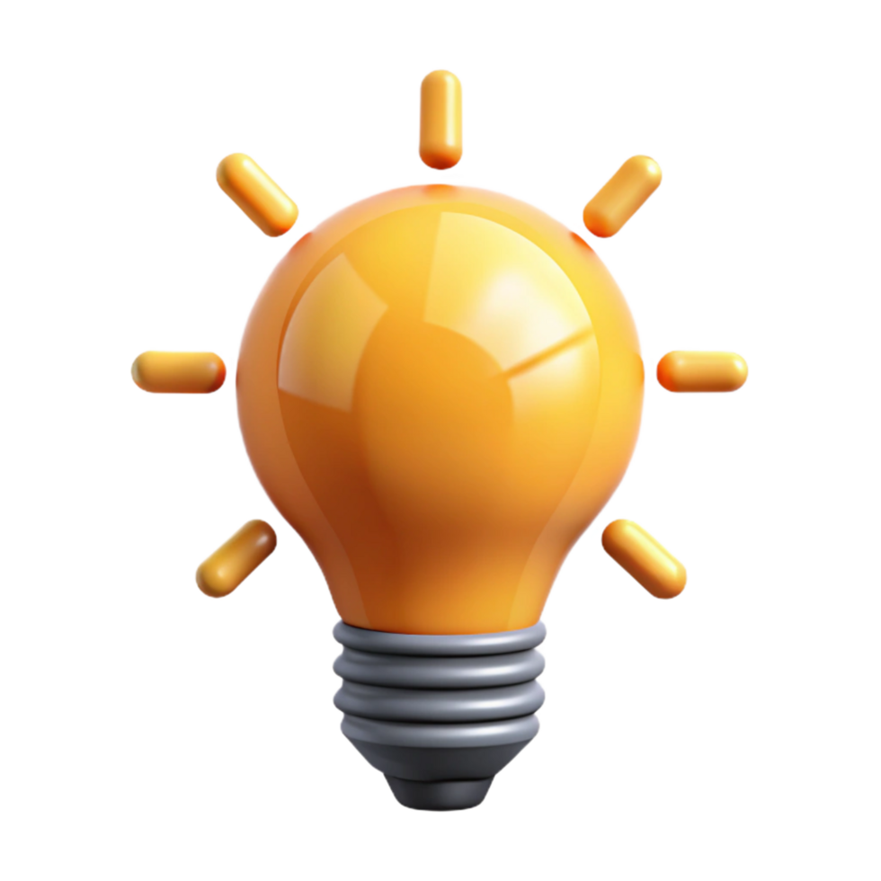 inspired surreal Lightbulb icon with radiating lines, clean lines, with Scalable Design. 4K png