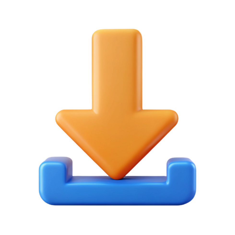 calm radiant Download arrow icon pointing down, single-weight stroke, flat color with Scalable Design. detailed png