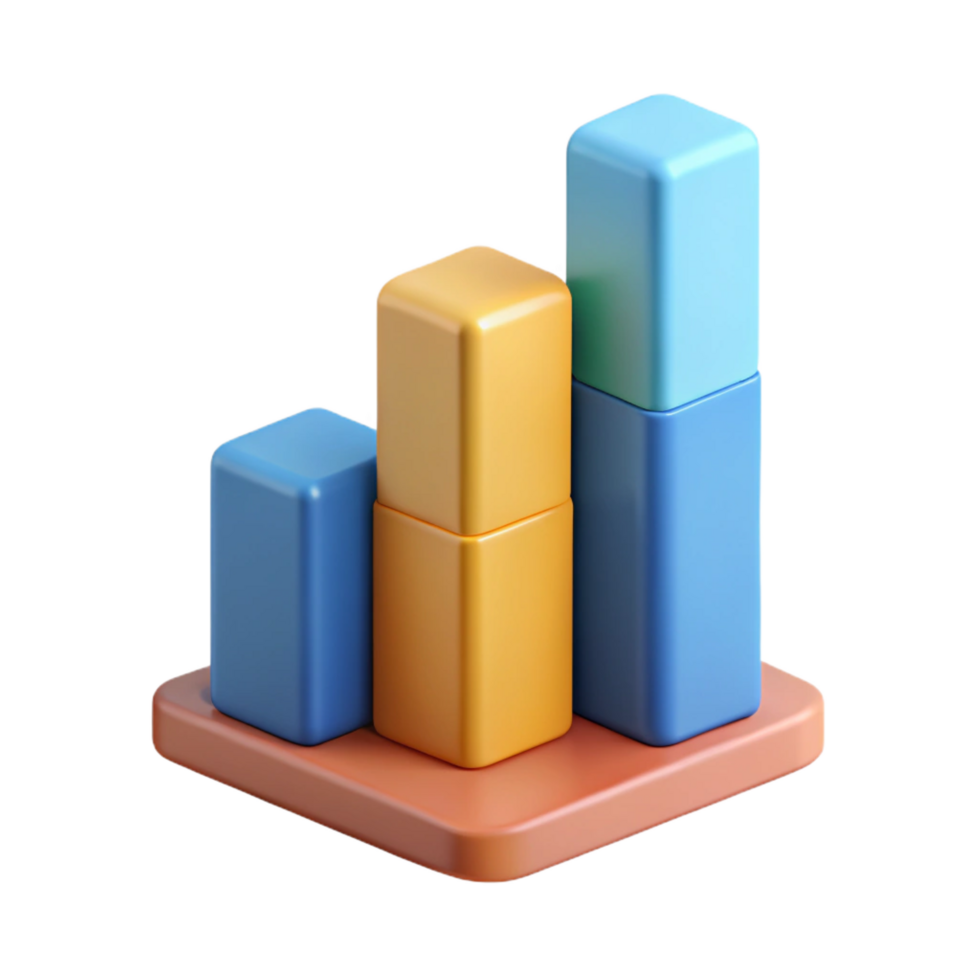 standout minimalist Stacked bar graph with three segments, contrasting flat colors, with Scalable Design. 4K png