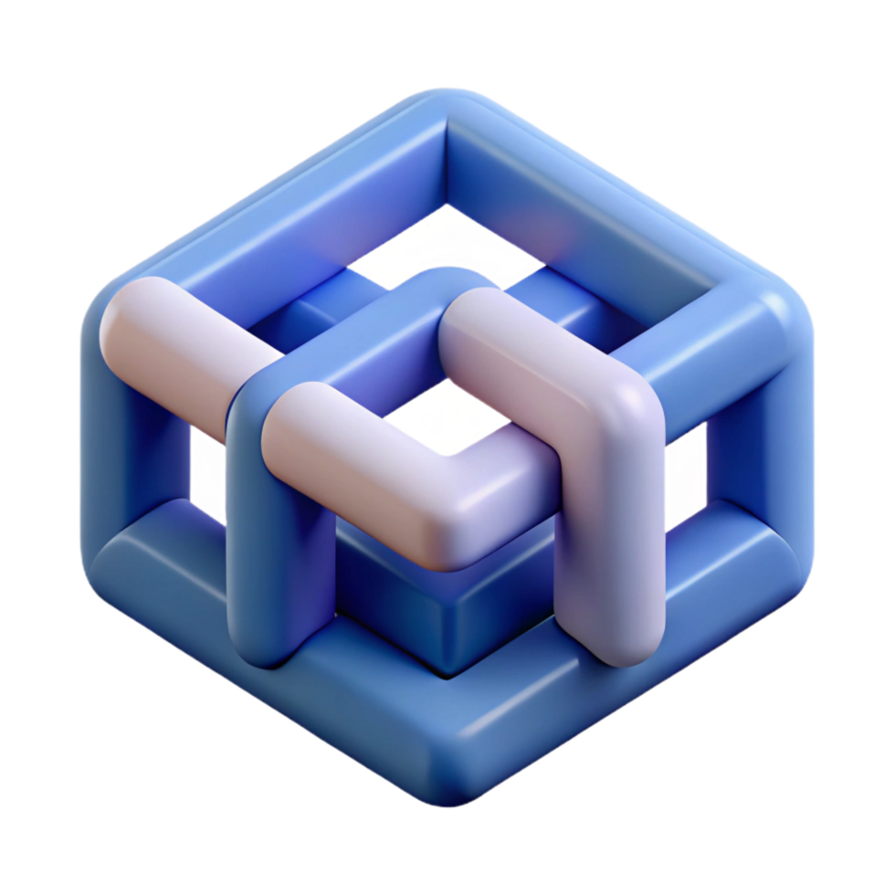 striking quintessential Abstract geometric shape with interlocking squares. Clean lines, flat color, minimal design with Scalable Design. png