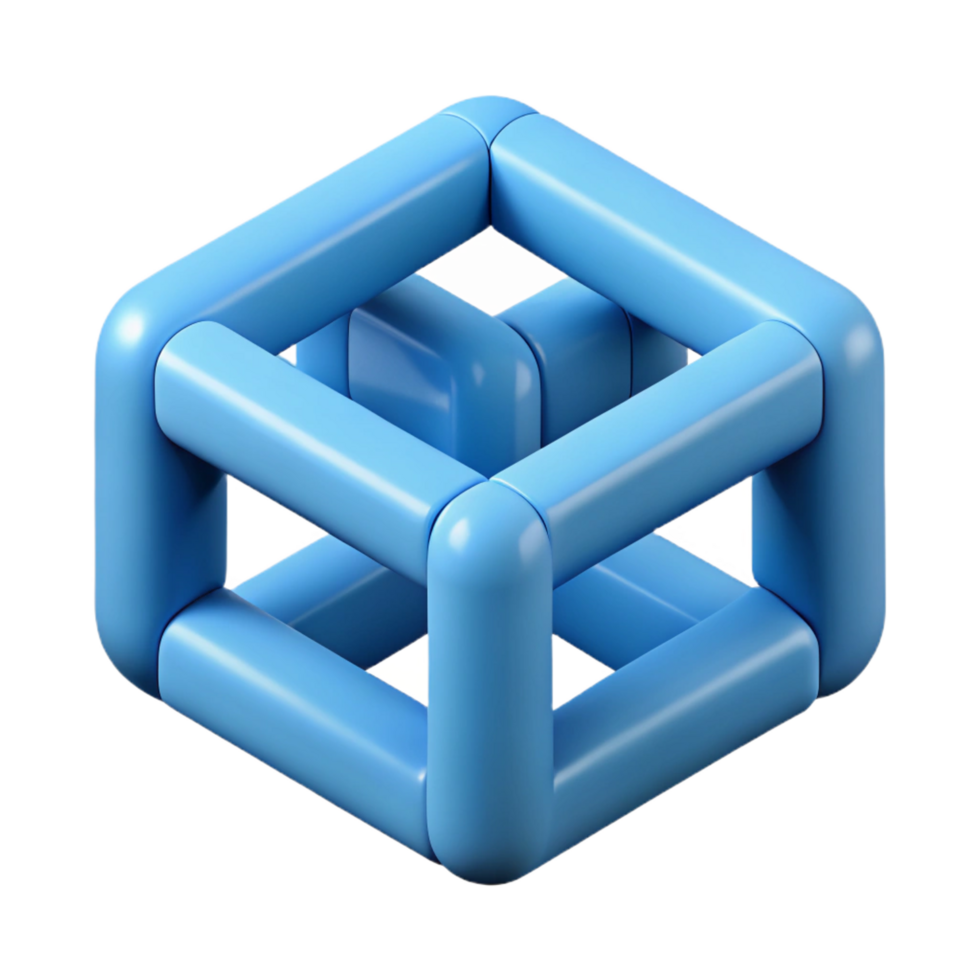 joyful splendid Interlocking geometric shapes forming a cube. Crisp edges, flat color, minimal design with Scalable Design. gallery standard png