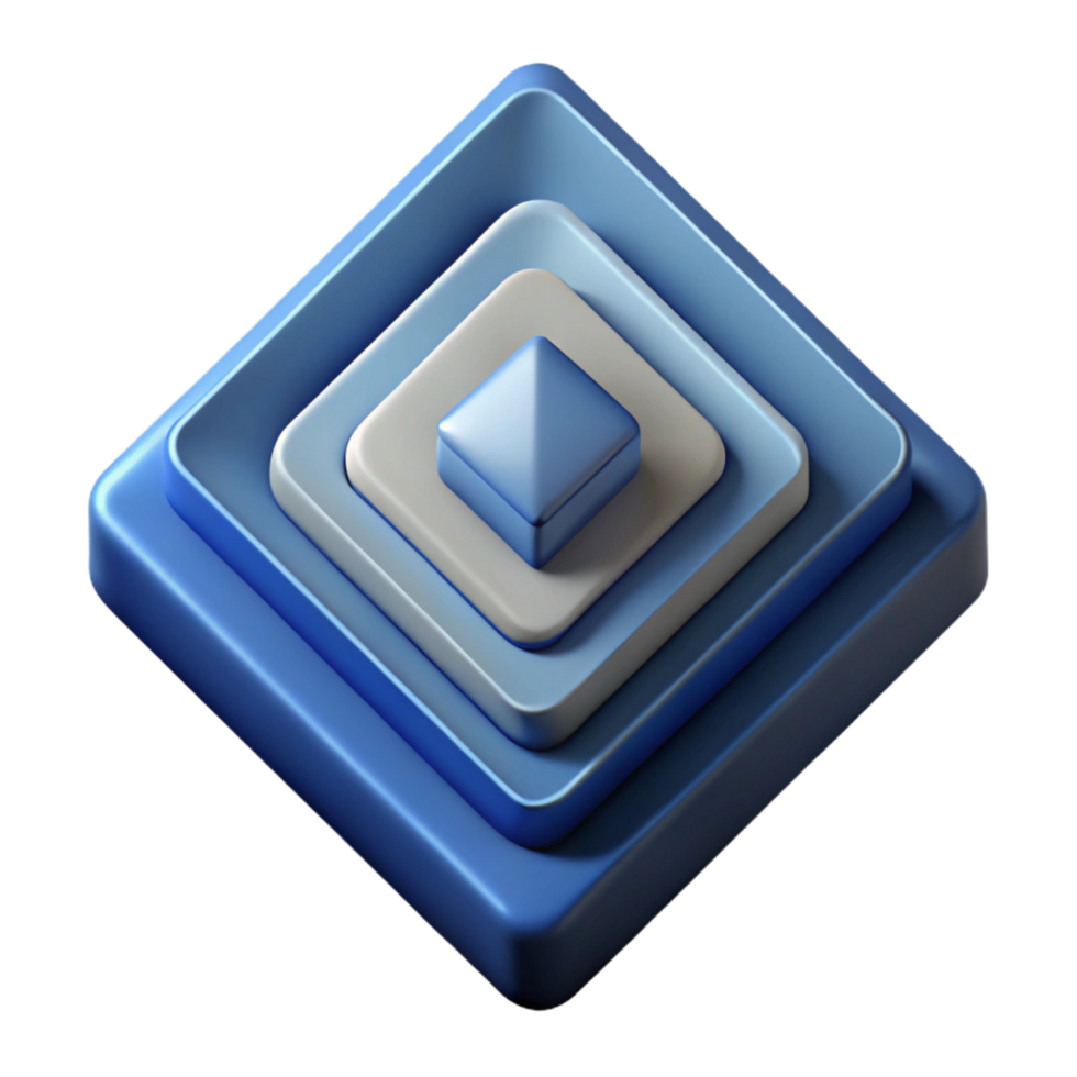 iconic geometric Sharp edges, concentric squares, single-weight stroke with Scalable Design. crisp png