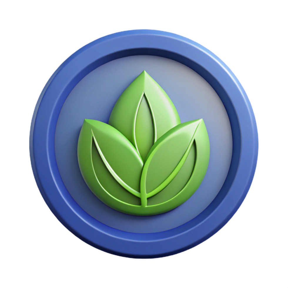 wonderful impressionist A circular logo with a stylized leaf inside. Clean lines, flat color, symmetrical with Scalable Design. crisp png