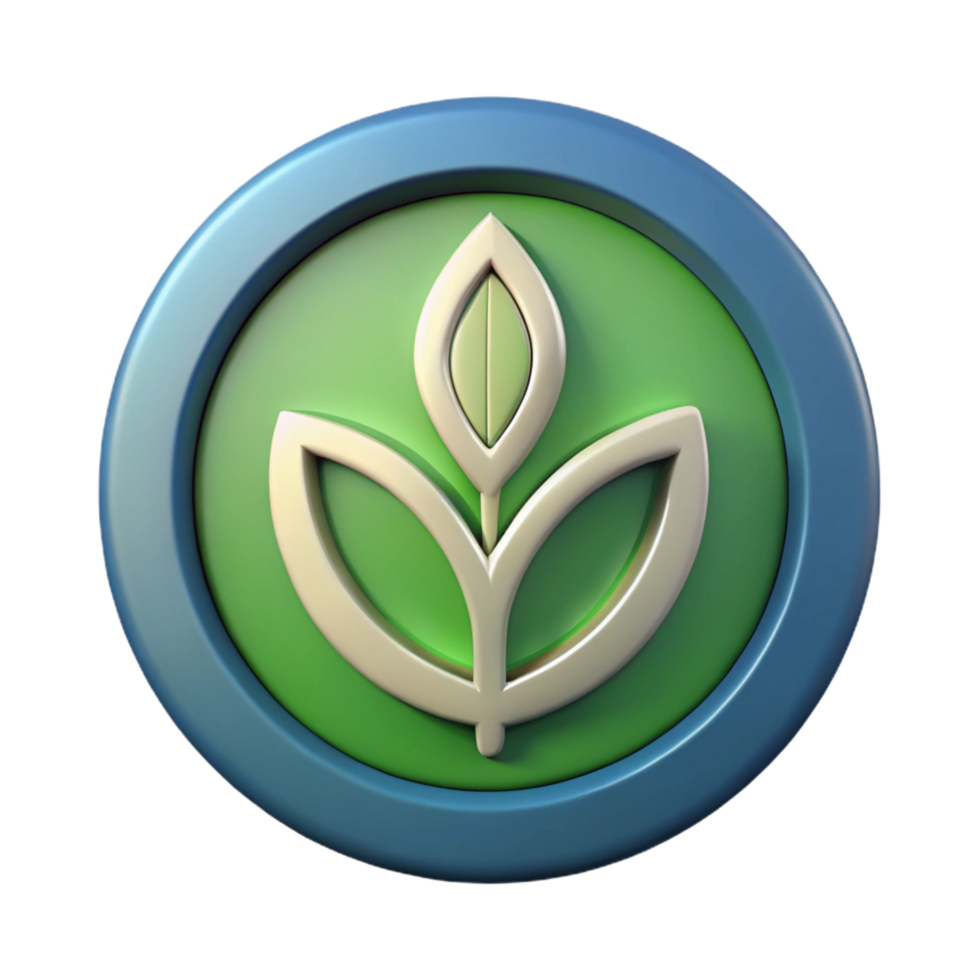 elegant memorable A circular logo with a stylized leaf inside. Clean lines, flat color, symmetrical with Scalable Design. png