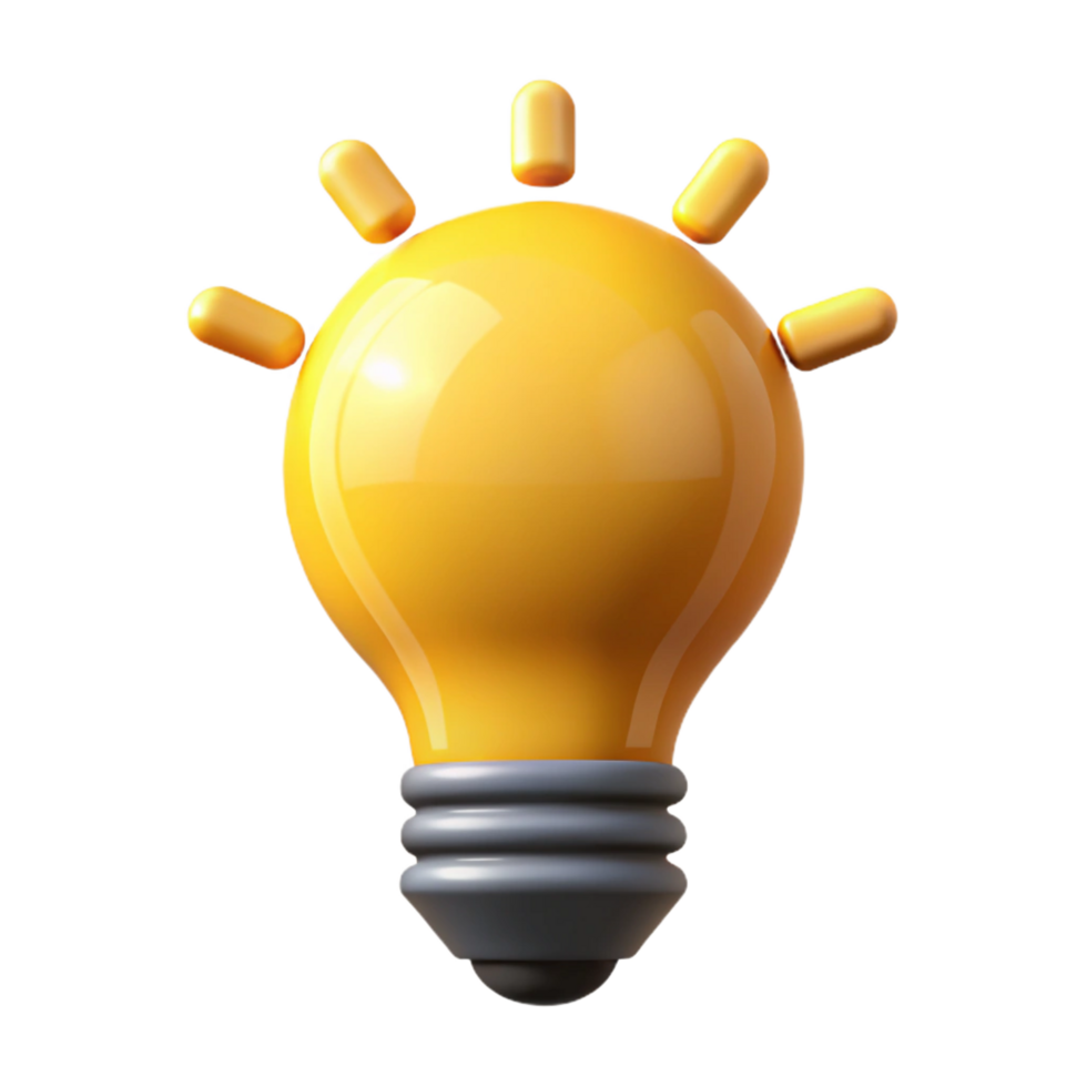 dynamic beautiful Minimal design of a lightbulb icon with flat yellow color with Scalable Design. authentic png