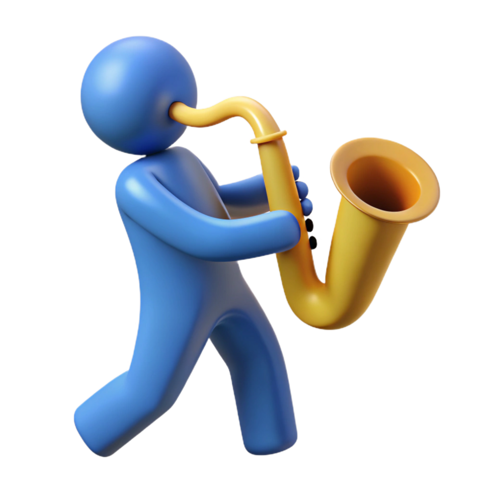 glorious rare Silhouette of a playing saxophone. Clean lines, scalable, flat color with Scalable Design. png