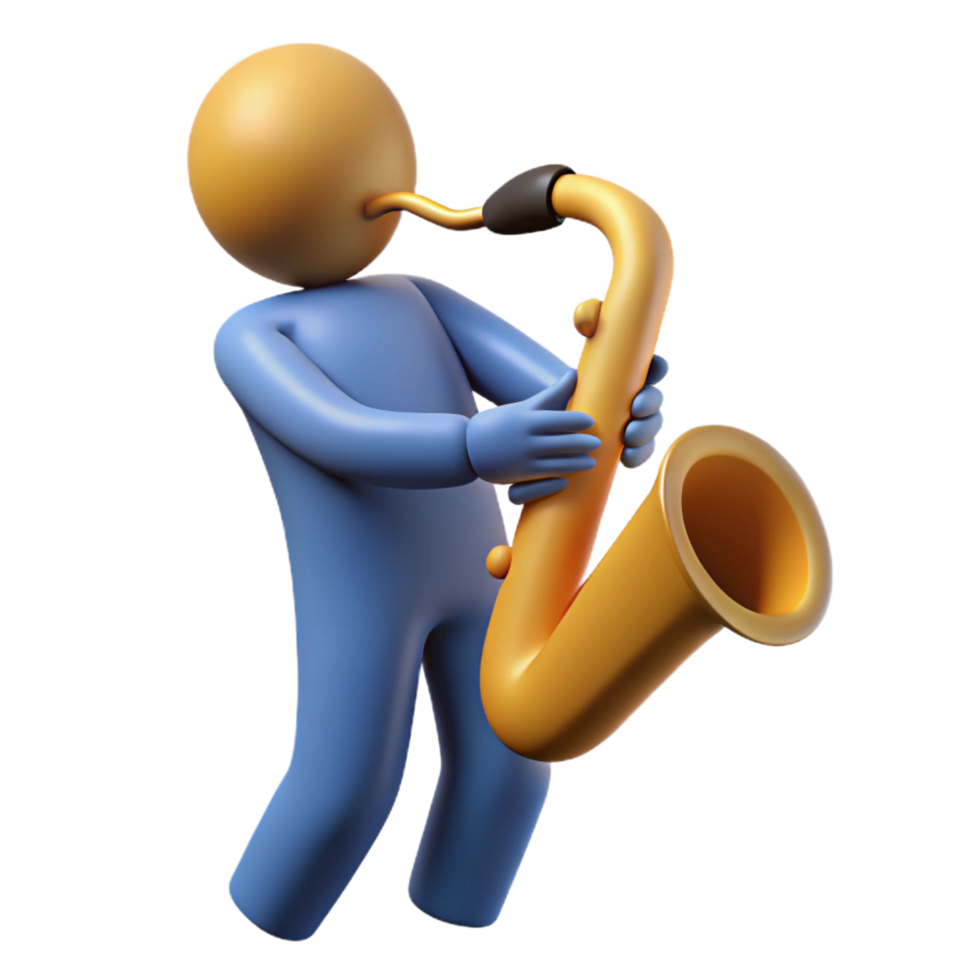 sumptuous acclaimed Silhouette of a playing saxophone. Clean lines, scalable, flat color with Scalable Design. png