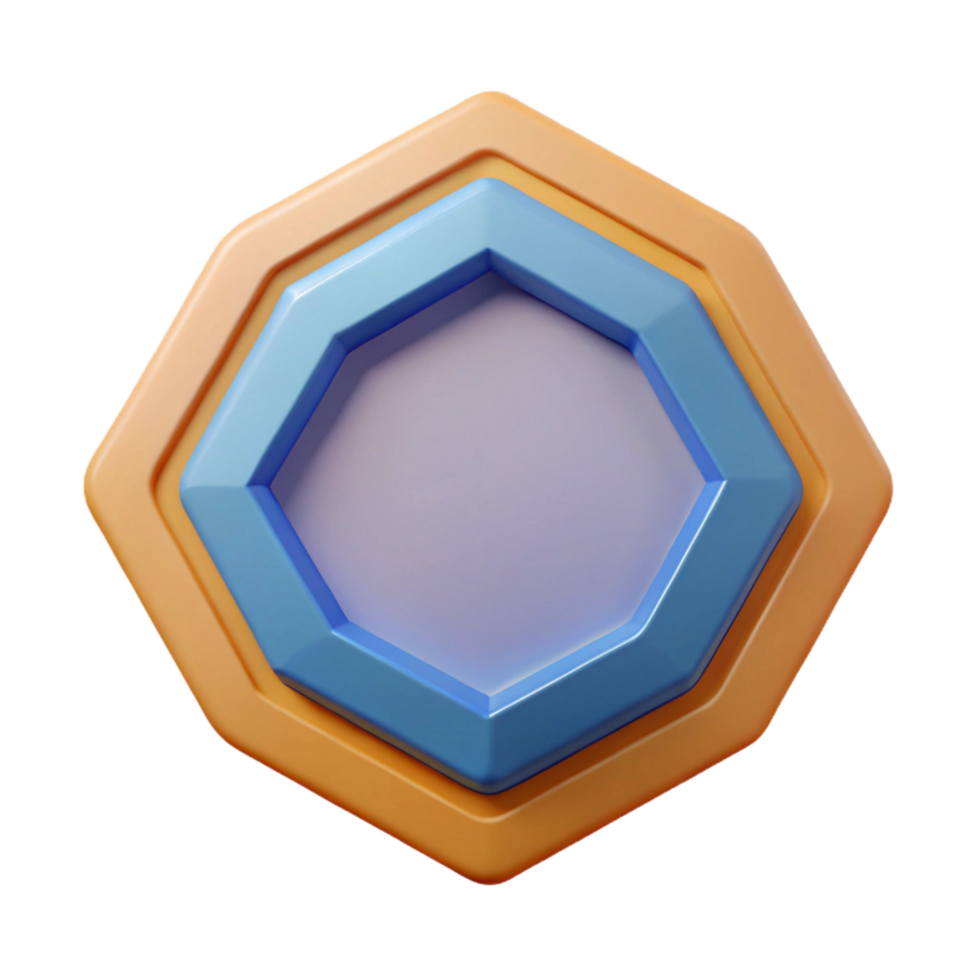 romantic striking Octagonal badge with parallel lines. Geometric, single-weight stroke, flat color with Scalable Design. studio quality png