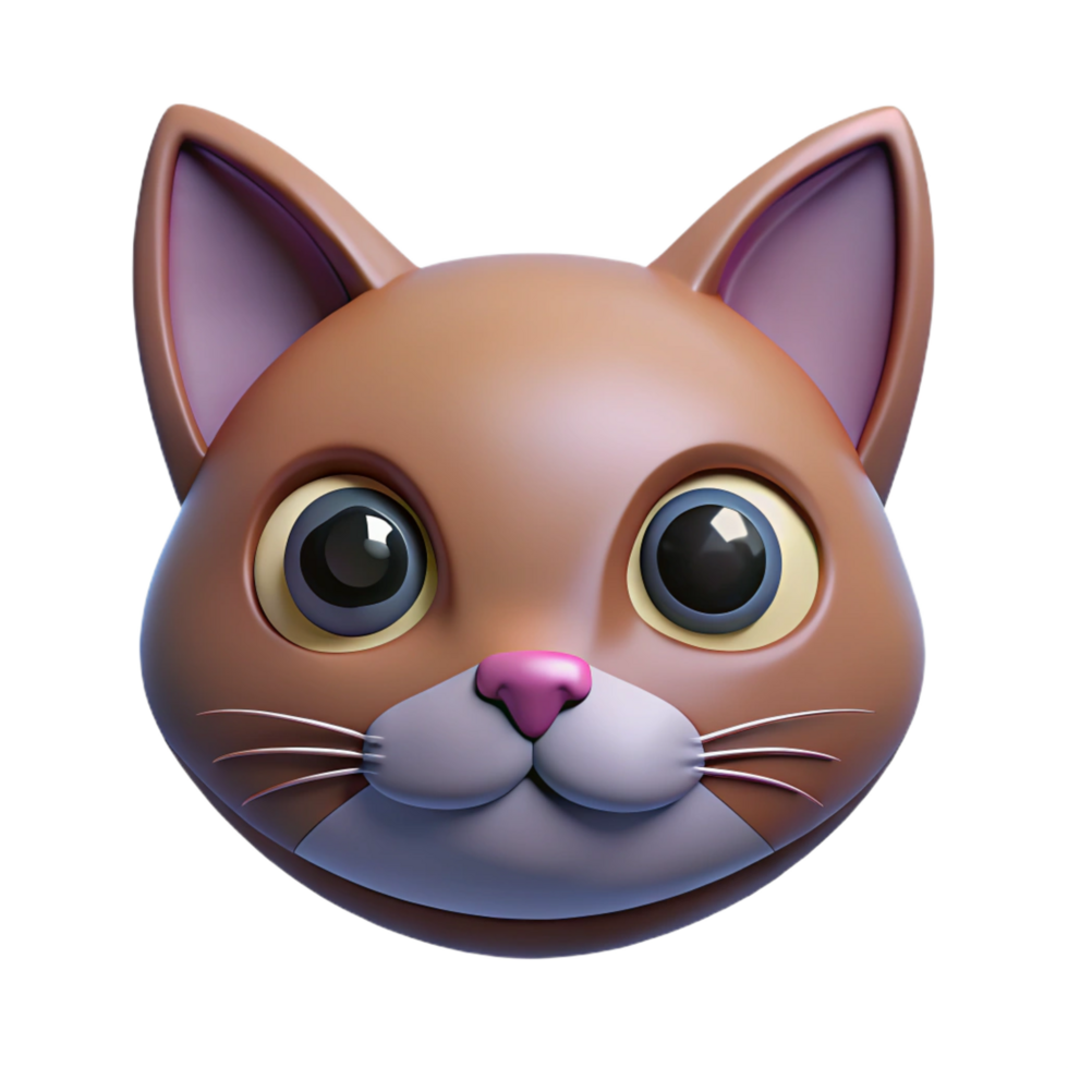 sumptuous retro Stylized cat face with triangular ears and circular eyes. Crisp edges, flat color, symmetrical with Scalable Design. professional png