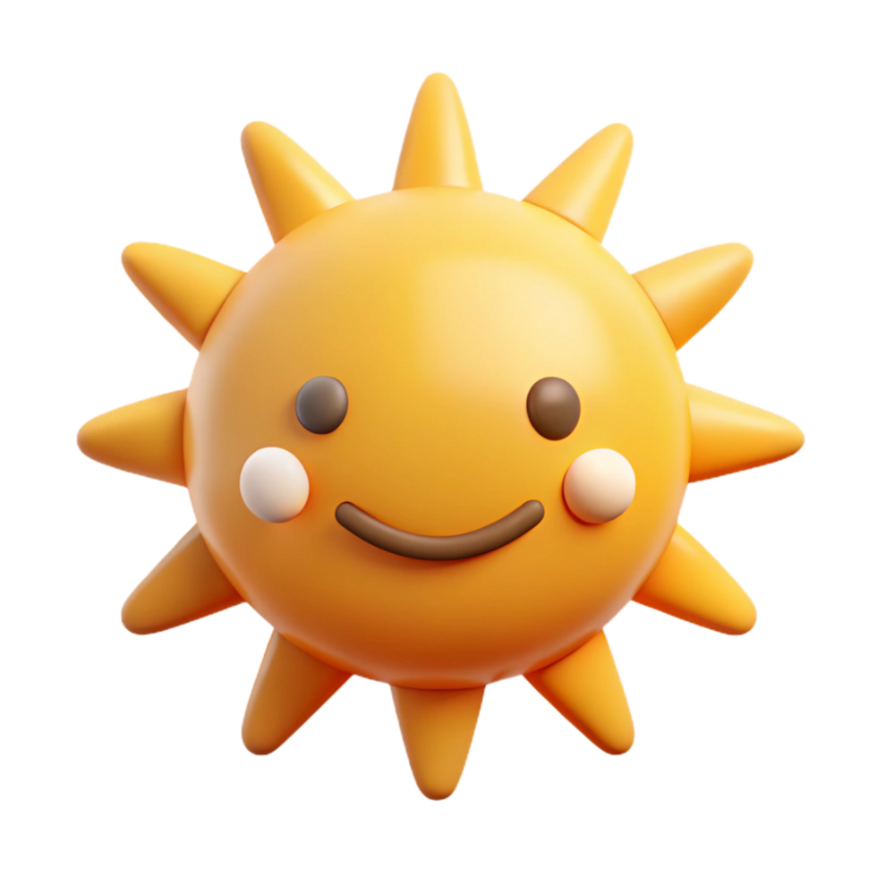 alluring iconic Smiling sun with triangular rays. Symmetrical, flat color, clean lines with Scalable Design. png