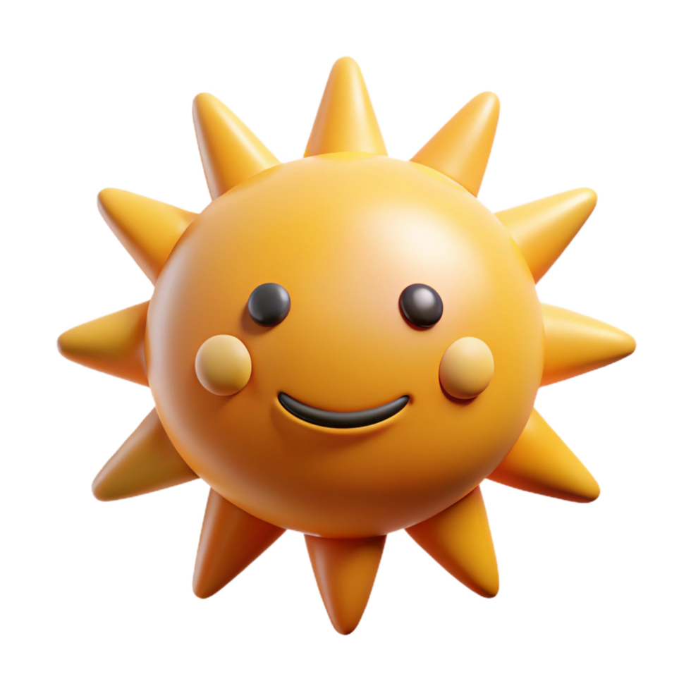 dramatic sumptuous Smiling sun with triangular rays. Symmetrical, flat color, clean lines with Scalable Design. ultra HD png