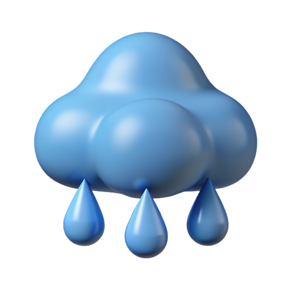 enchanting acclaimed Raincloud with rounded base and three raindrops. Flat color, scalable, minimal design with Scalable Design. png