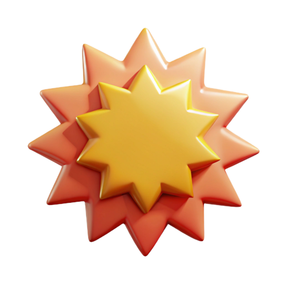 vibrant joyful art deco Burst badge with sharp points, symmetrical design. Flat color, with Scalable Design. professional png