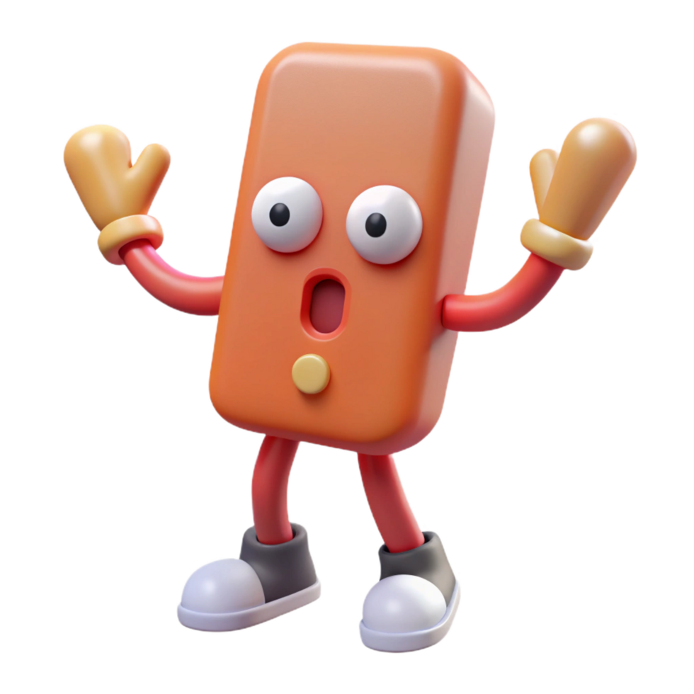 splendid standout Exclamation mark character with two small feet. Flat color, minimal, with Scalable Design. png