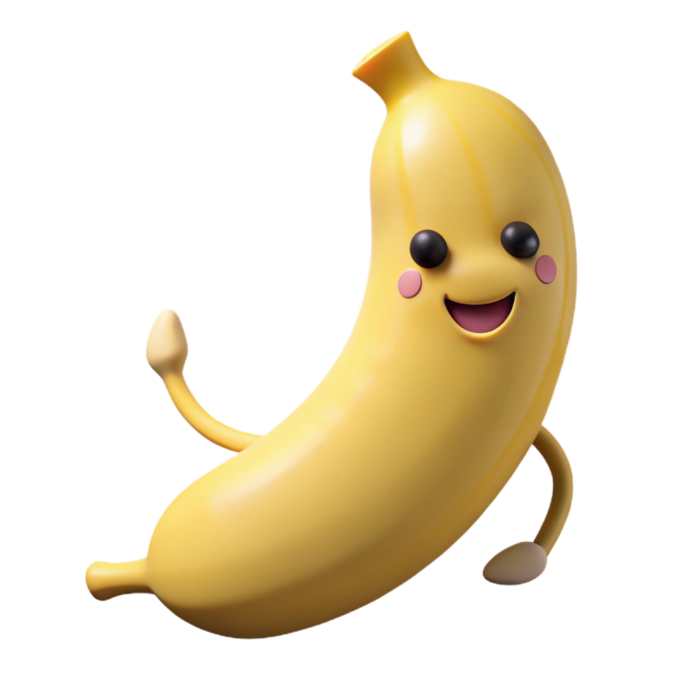 inesquecível boêmio banana personagem com uma curvado forma. peso único AVC, escalável, plano cor com escalável Projeto. Alto resolução png
