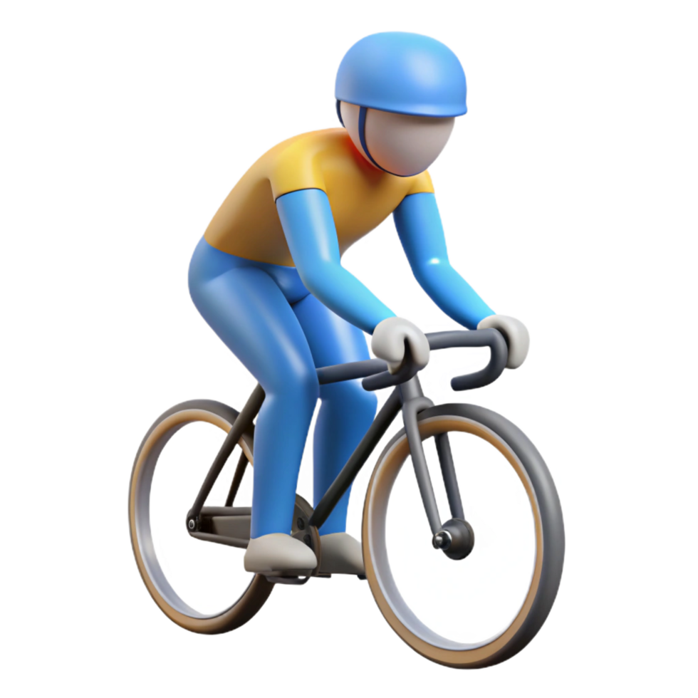 hypnotic joyful surreal Clean lines define a cyclist silhouette. Flat color, minimal design, with Scalable Design. handcrafted png